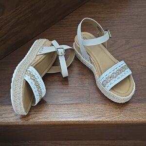Earth White and Tan Espadrille Sandals